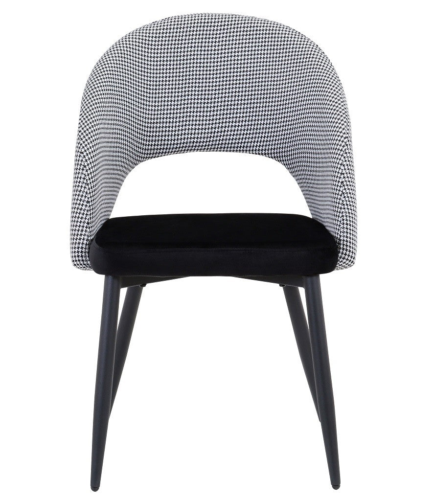 Silla CLEO, metal, tapizado pata de gallo con negro