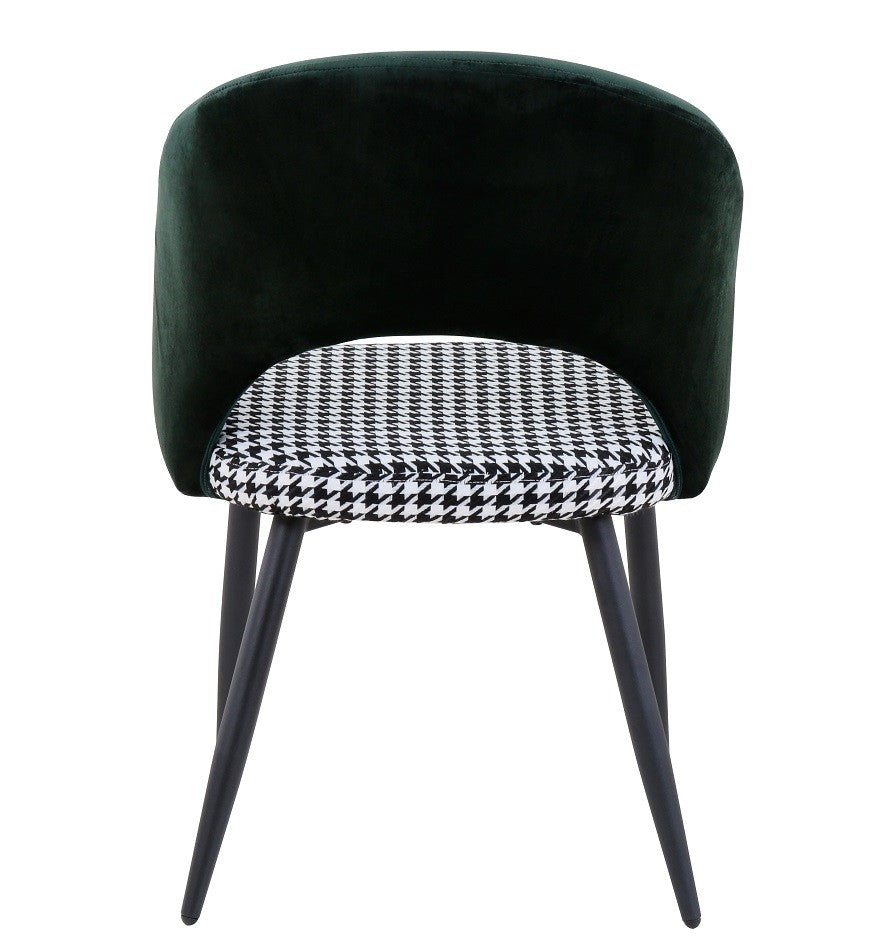 Silla CLEO, metal, tapizado verde con pata de gallo