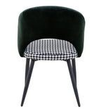 Silla CLEO, metal, tapizado verde con pata de gallo