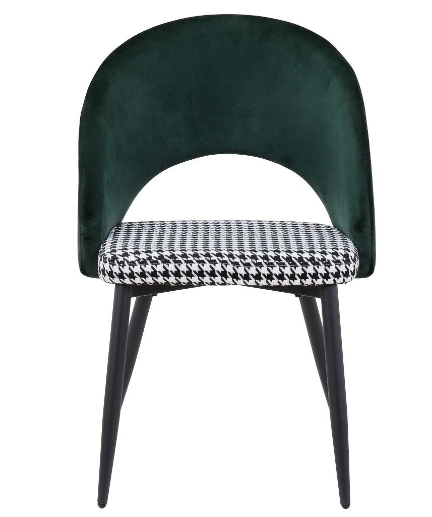 Silla CLEO, metal, tapizado verde con pata de gallo