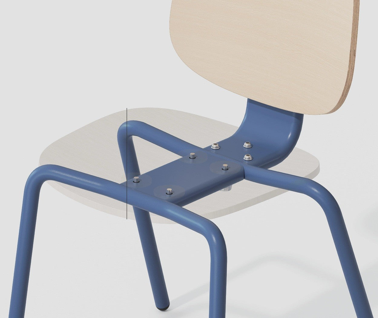Silla COLMAR, apilable, azul, contrachapado revestido con HPL, color natural
