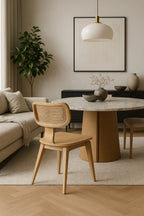 Silla CORBEL, contrachapado de madera de hevea, rejilla, acabado natural