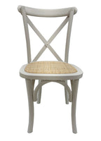 Silla CROSS SX, madera de haya, blanca, asiento de ratán