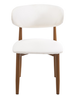 Silla DACHAU, metal acabado de color madera, similpiel blanca