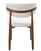Silla DACHAU, metal acabado de color madera, similpiel blanca
