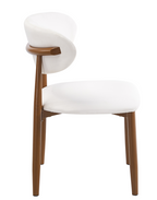 Silla DACHAU, metal acabado de color madera, similpiel blanca