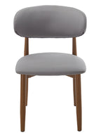 Silla DACHAU, metal acabado de color madera, similpiel gris