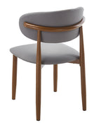 Silla DACHAU, metal acabado de color madera, similpiel gris