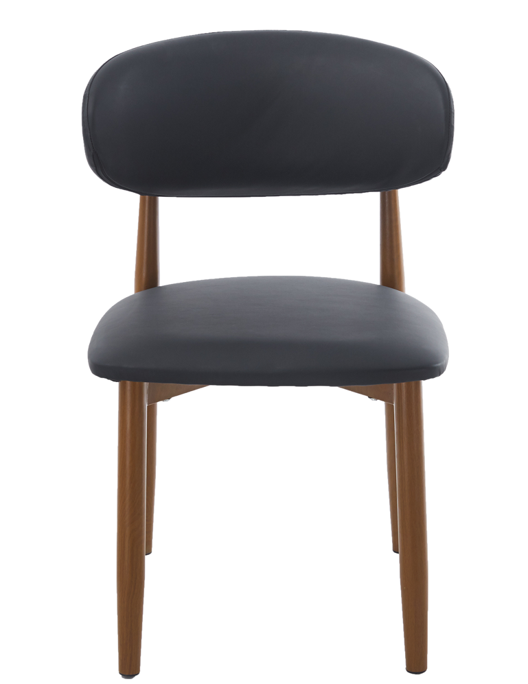 Silla DACHAU, metal acabado de color madera, similpiel negra