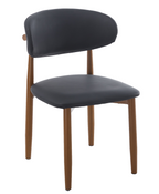 Silla DACHAU, metal acabado de color madera, similpiel negra