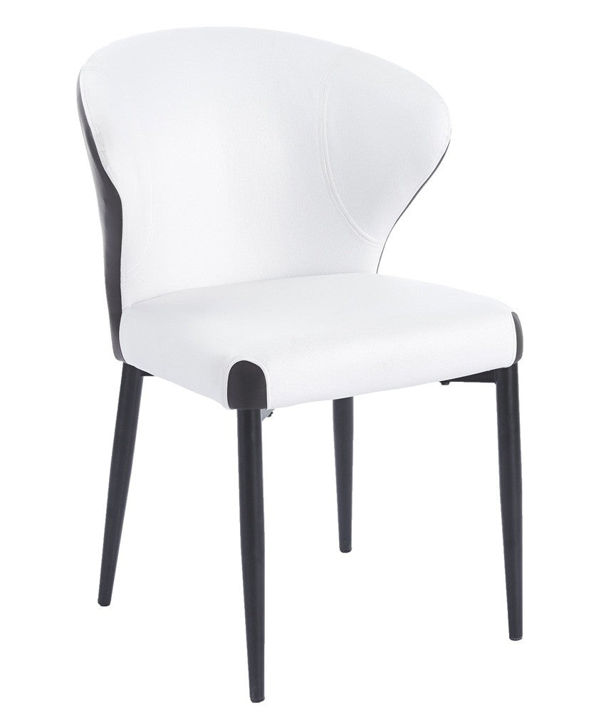 Silla DAVOS, metal, tapizado similpiel marrón y blanco