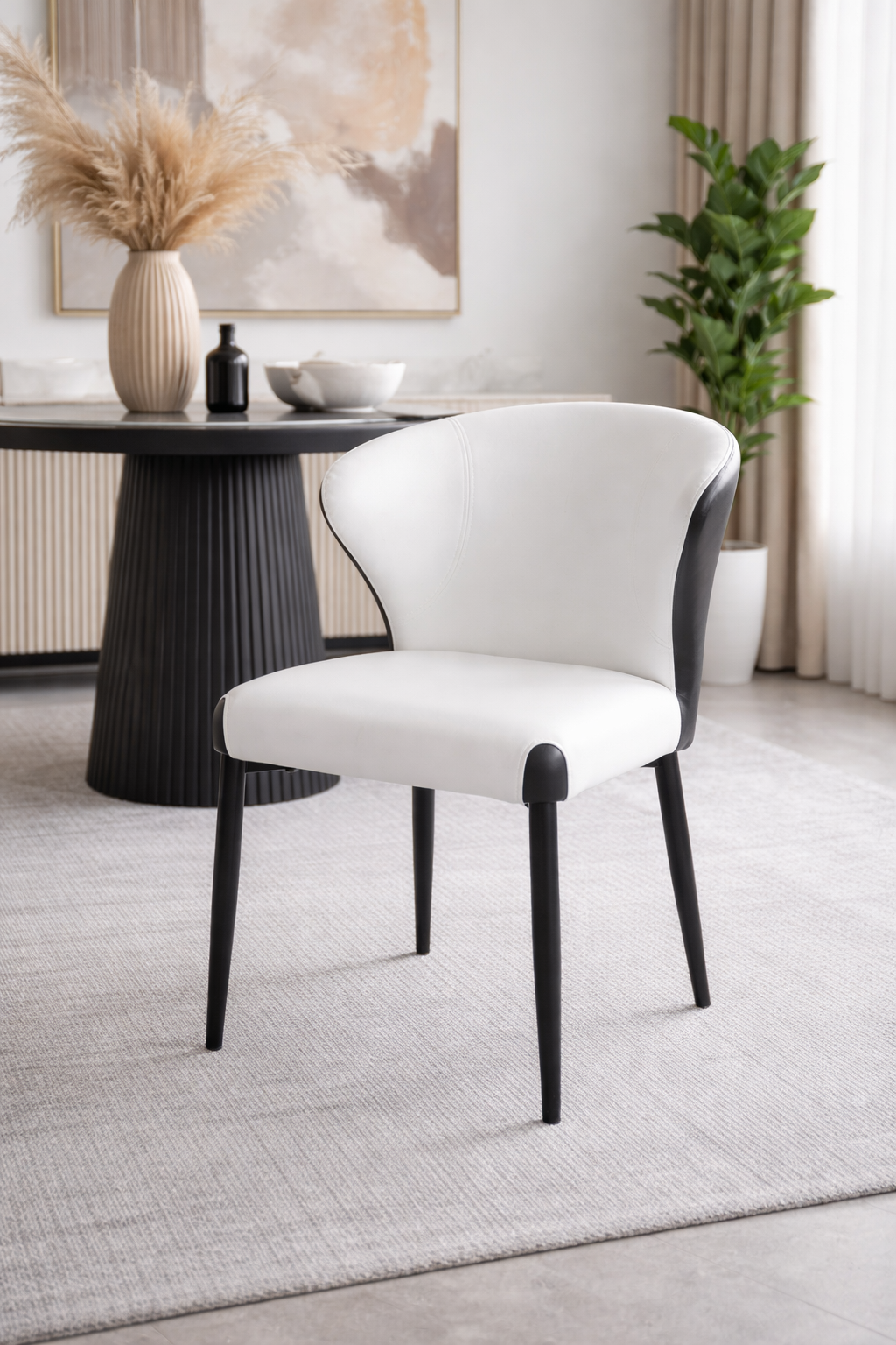 Silla DAVOS, metal, tapizado similpiel marrón y blanco