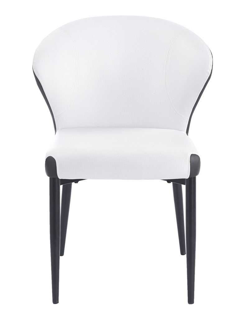 Silla DAVOS, metal, tapizado similpiel marrón y blanco
