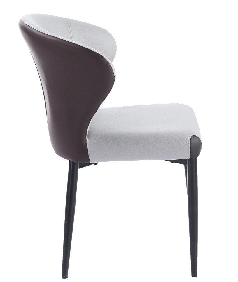 Silla DAVOS, metal, tapizado similpiel marrón y gris