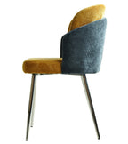 Silla DRESDE, cromada, tapizada chenilla azul y amarillo