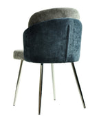 Silla DRESDE, cromada, tapizada chenilla azul y gris claro