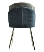 Silla DRESDE, cromada, tapizada chenilla azul y gris claro