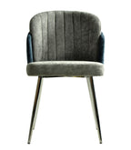 Silla DRESDE, cromada, tapizada chenilla azul y gris claro