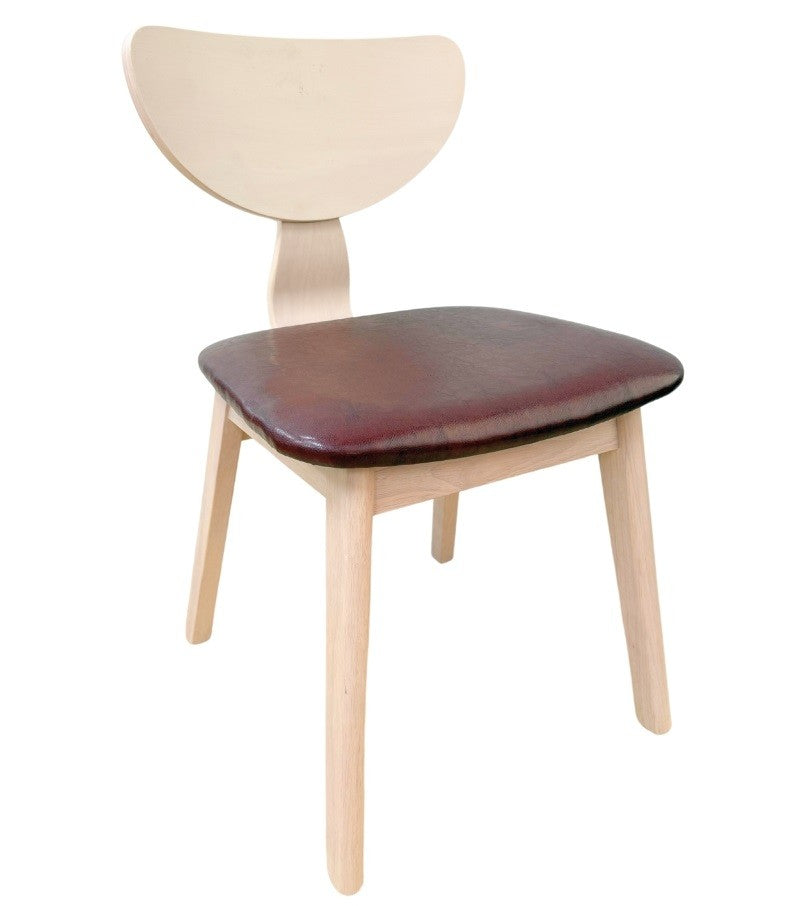 Silla DUBLIN, contrachapado de madera de hevea, natural, similpiel marrón