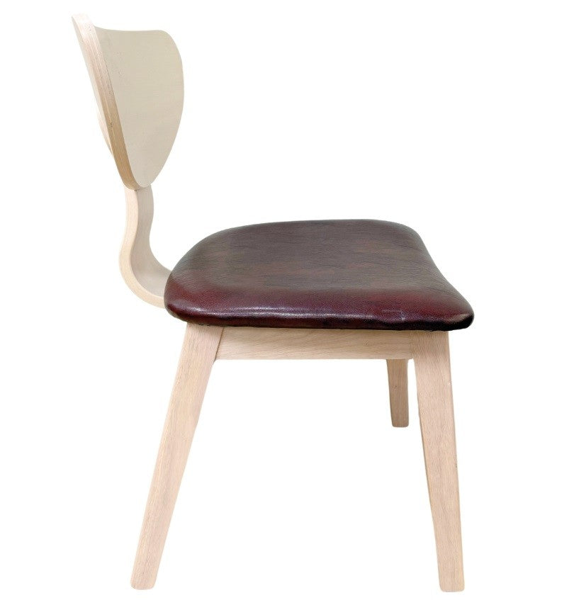 Silla DUBLIN, contrachapado de madera de hevea, natural, similpiel marrón