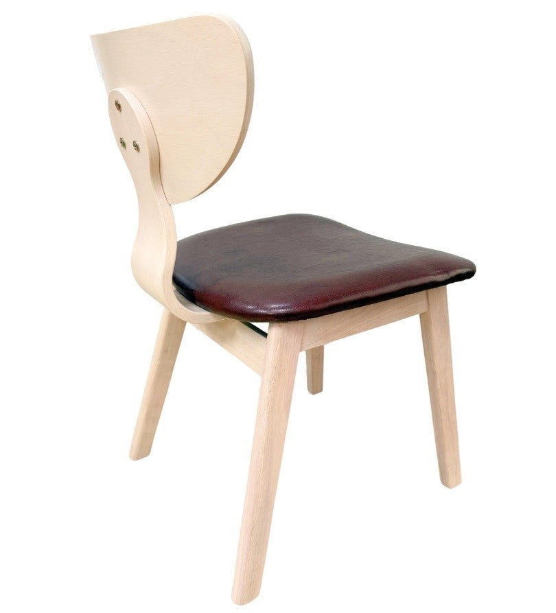 Silla DUBLIN, contrachapado de madera de hevea, natural, similpiel marrón