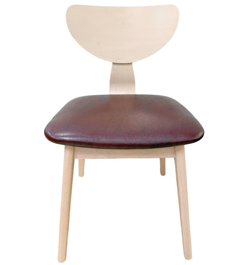 Silla DUBLIN, contrachapado de madera de hevea, natural, similpiel marrón