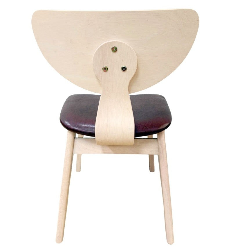Silla DUBLIN, contrachapado de madera de hevea, natural, similpiel marrón