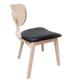 Silla DUBLIN, contrachapado de madera de hevea, natural, similpiel negra