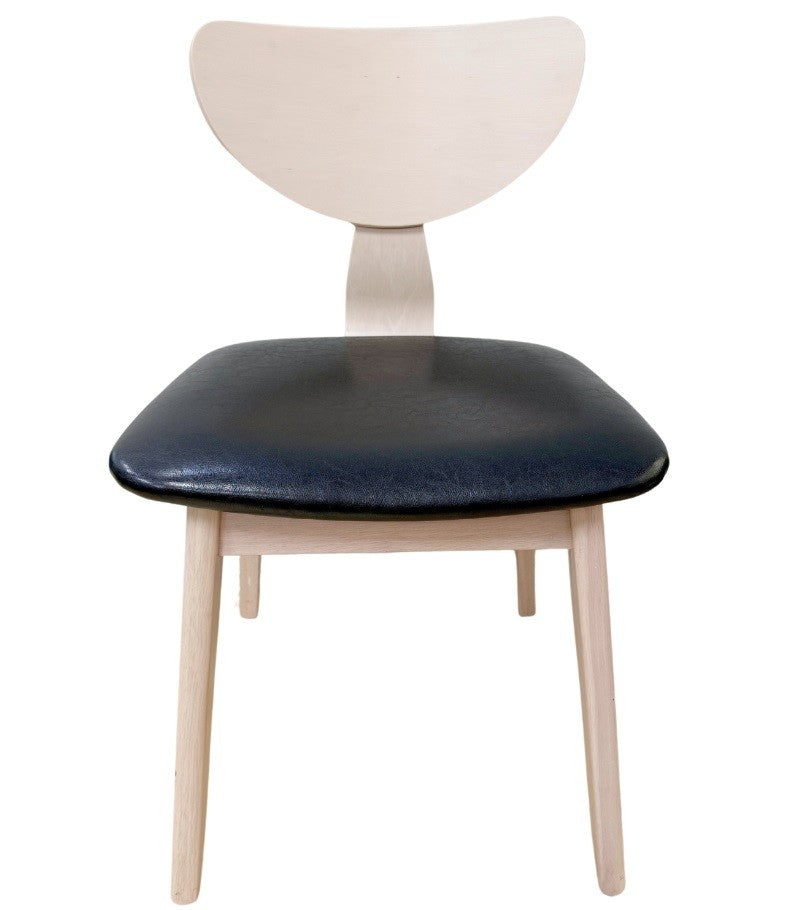 Silla DUBLIN, contrachapado de madera de hevea, natural, similpiel negra