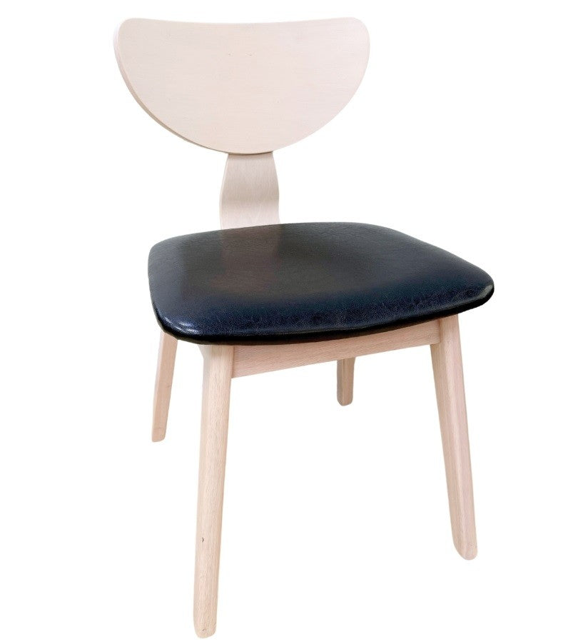 Silla DUBLIN, contrachapado de madera de hevea, natural, similpiel negra
