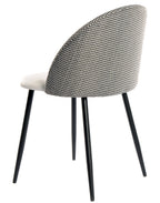 Silla ETNA, metal negro, tapizado pata de gallo y similpiel blanca