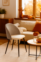 Silla ETNA, metal negro, tapizado pata de gallo y similpiel blanca