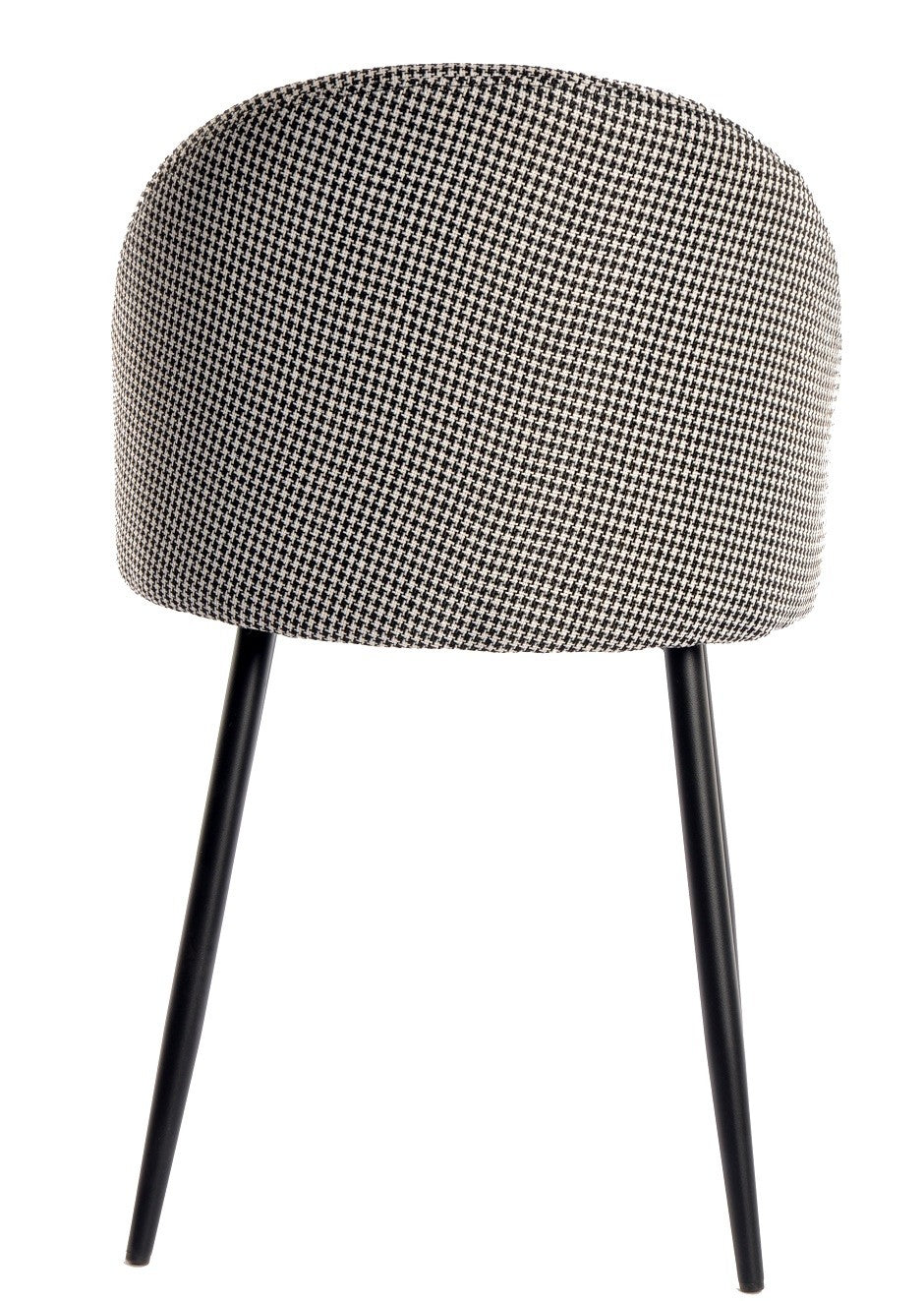 Silla ETNA, metal negro, tapizado pata de gallo y similpiel blanca