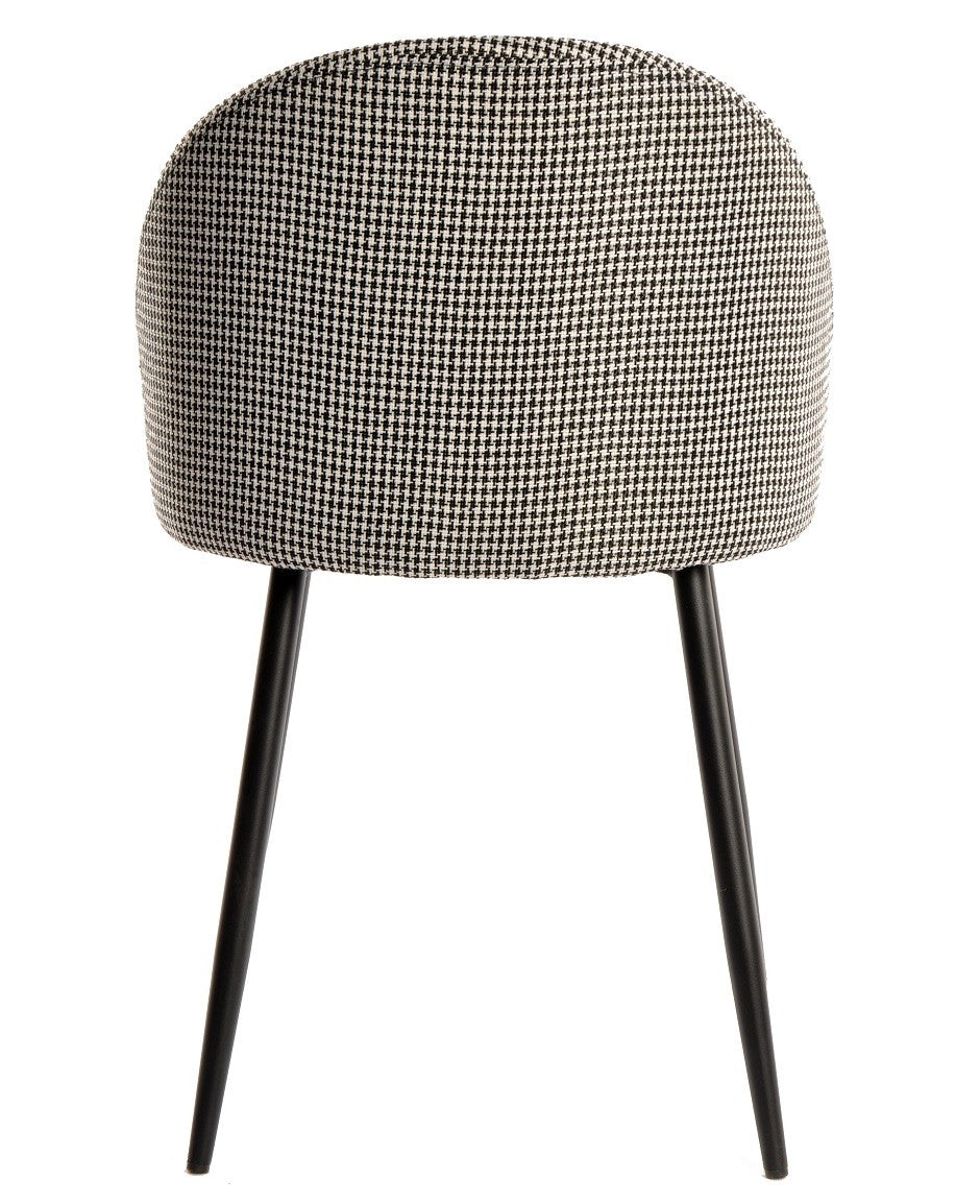 Silla ETNA, metal negro, tapizado pata de gallo y similpiel negra