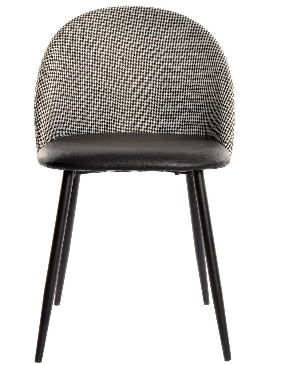 Silla ETNA, metal negro, tapizado pata de gallo y similpiel negra