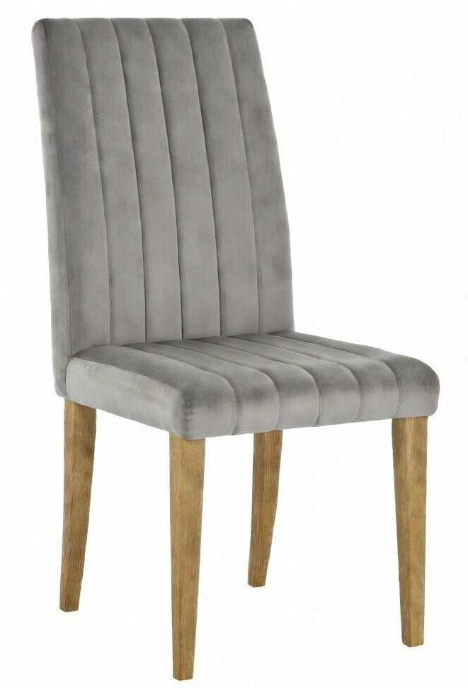 Silla GENOVA, patas metálicas, tapizado velvet gris