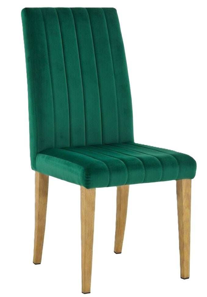 Silla GENOVA, patas metálicas, tapizado velvet verde oscuro