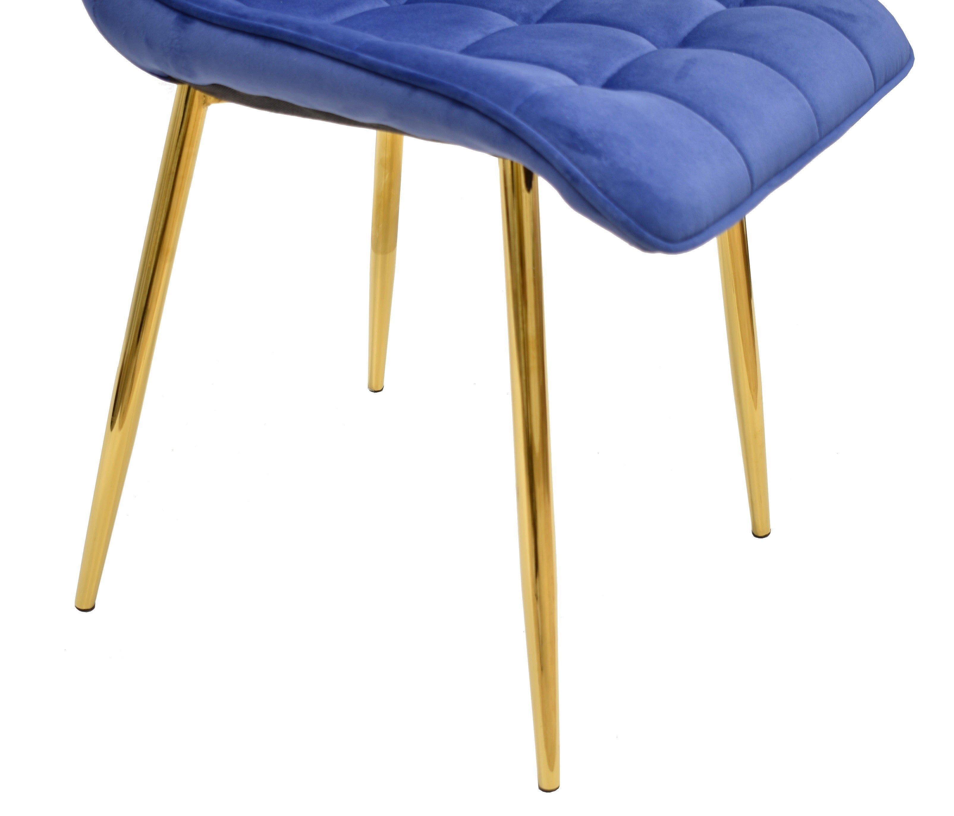Silla GILDA, metal, dorado, tejido velvet azul