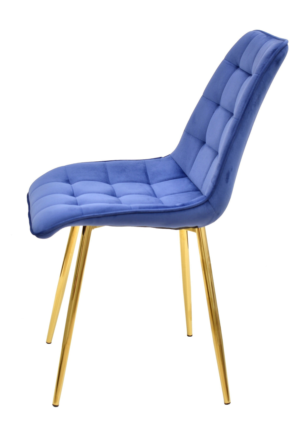 Silla GILDA, metal, dorado, tejido velvet azul