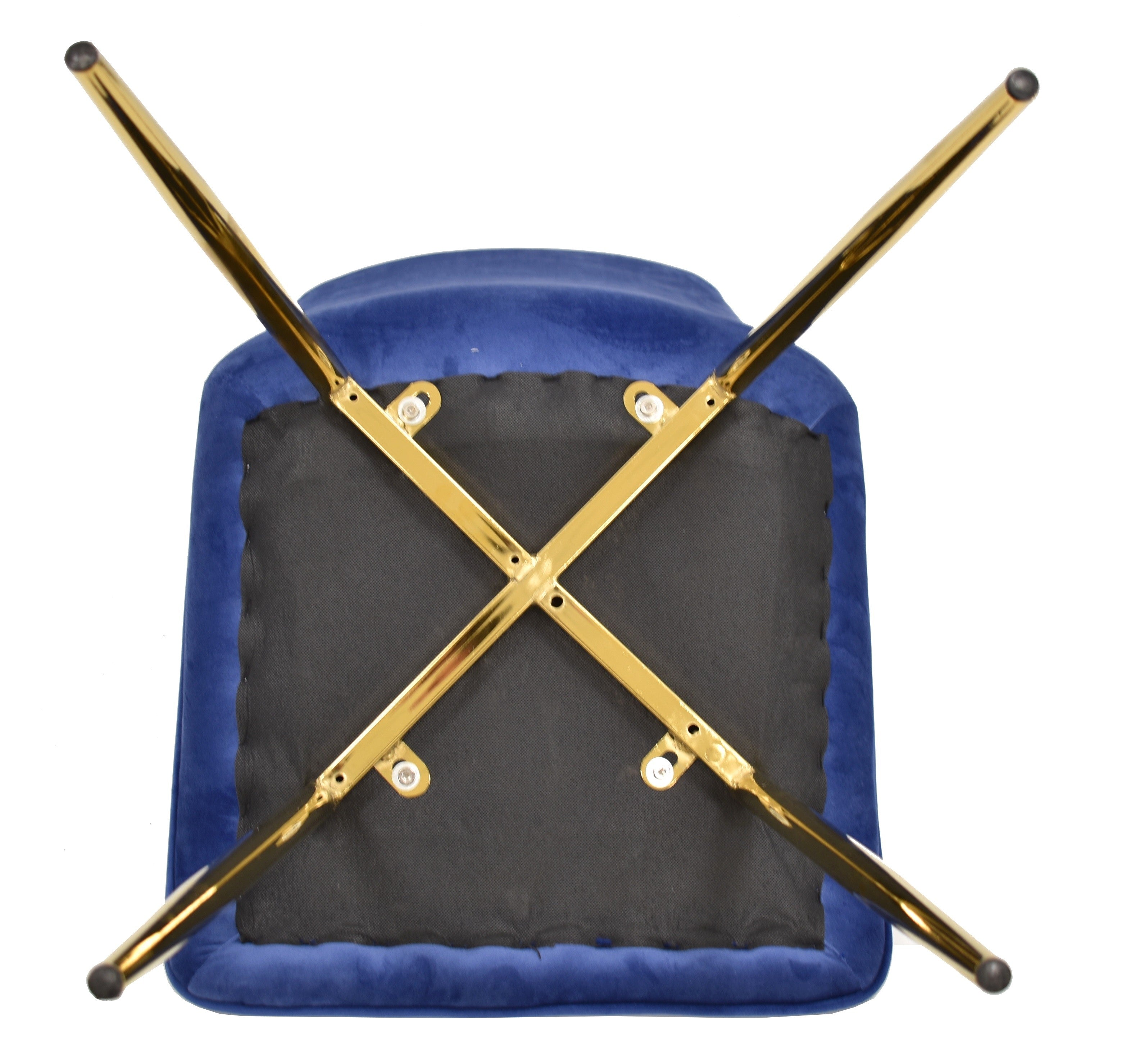 Silla GILDA, metal, dorado, tejido velvet azul