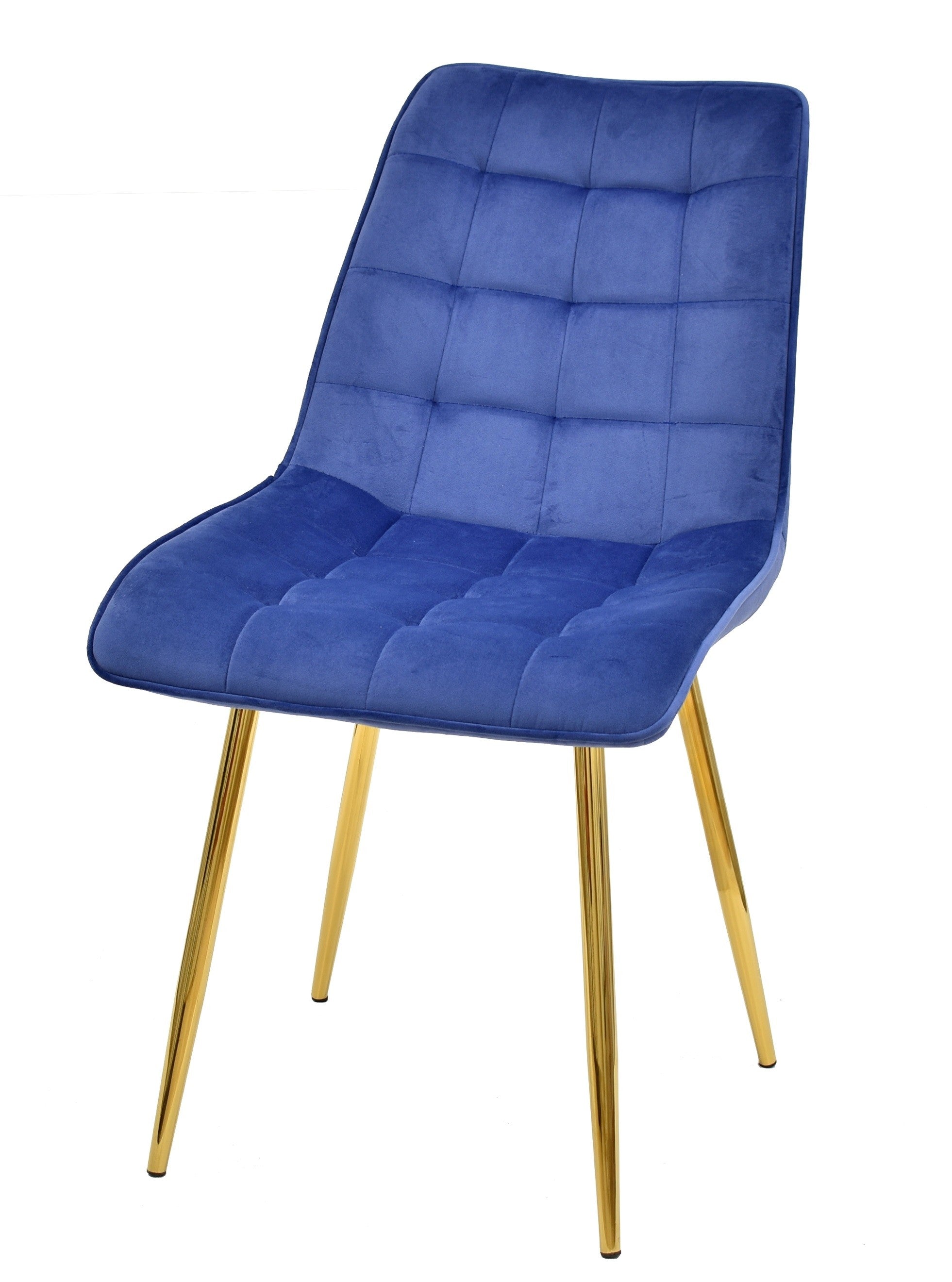 Silla GILDA, metal, dorado, tejido velvet azul