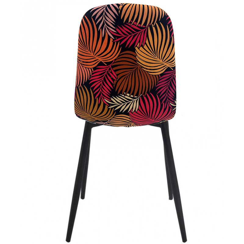 Silla HORUS NEW, metal, tapizado velvet amarillo con trasera floral a juego