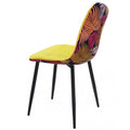 Silla HORUS NEW, metal, tapizado velvet amarillo con trasera floral a juego
