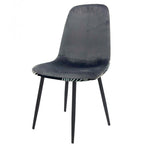 Silla HORUS NEW, metal, tapizado velvet gris con trasera floral a juego