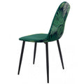 Silla HORUS NEW, metal, tapizado velvet verde con trasera floral a juego