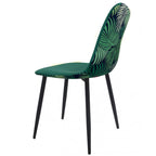 Silla HORUS NEW, metal, tapizado velvet verde con trasera floral a juego