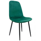 Silla HORUS NEW, metal, tapizado velvet verde con trasera floral a juego