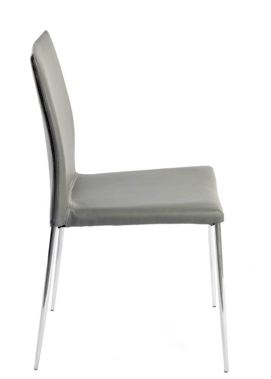 Silla INMA, apilable, metal, similpiel gris oscuro
