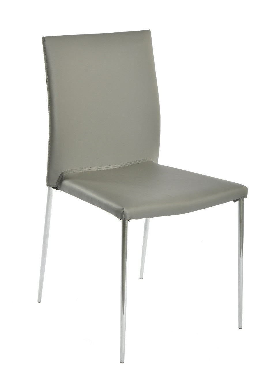Silla INMA, apilable, metal, similpiel gris oscuro