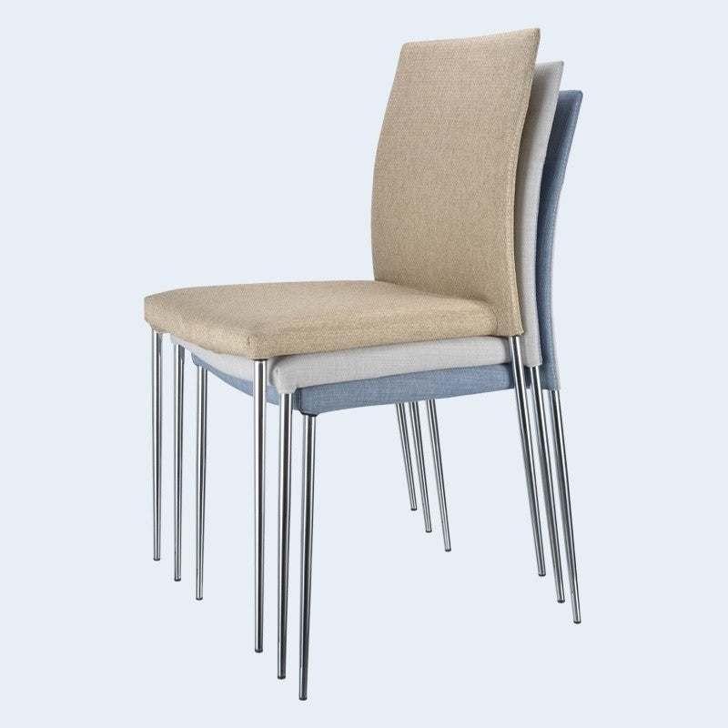 Silla INMA, apilable, metal, similpiel gris oscuro